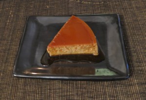 Coffee flan served on Oaxacan black pottery 